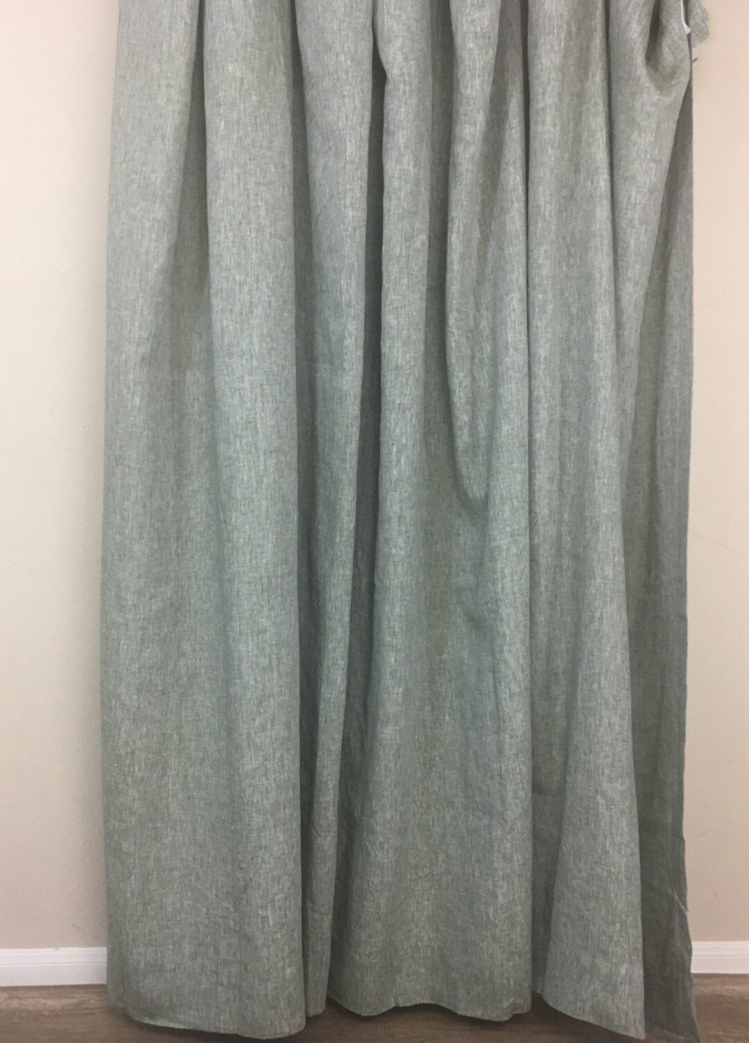 Chambray Olive Green Linen Shower Curtain, Chambray Weave Linen, Mildew ...