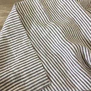 Cocoa Brown and White Striped Linen Shower Curtain Mildew-free, 72x72 ...