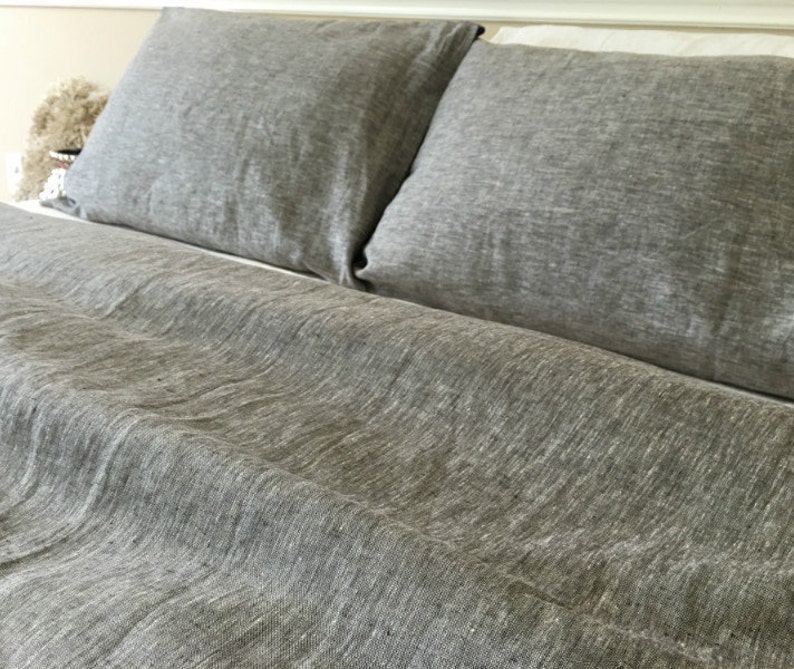 Grey Chambray Linen Duvet Cover Handmade Bedding Grey Chambray Linen Duvet Cover Handmade Bedding Available In Queen King Twin