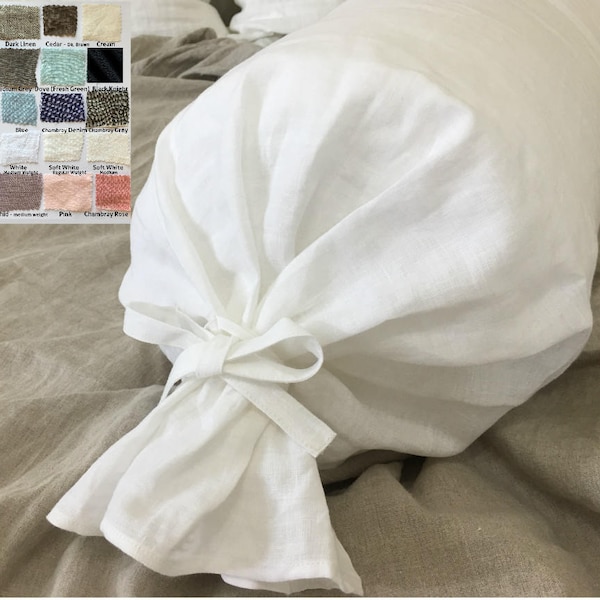 Housse de traversin en lin naturel, plusieurs choix de couleurs, donnez un nouveau look à votre lit !