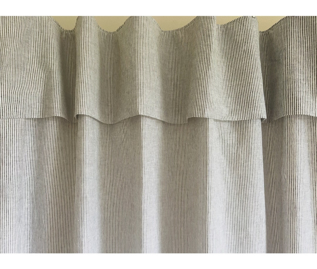 Natural Linen Shower Curtain With Valance, All Sizes or Custom Size Etsy