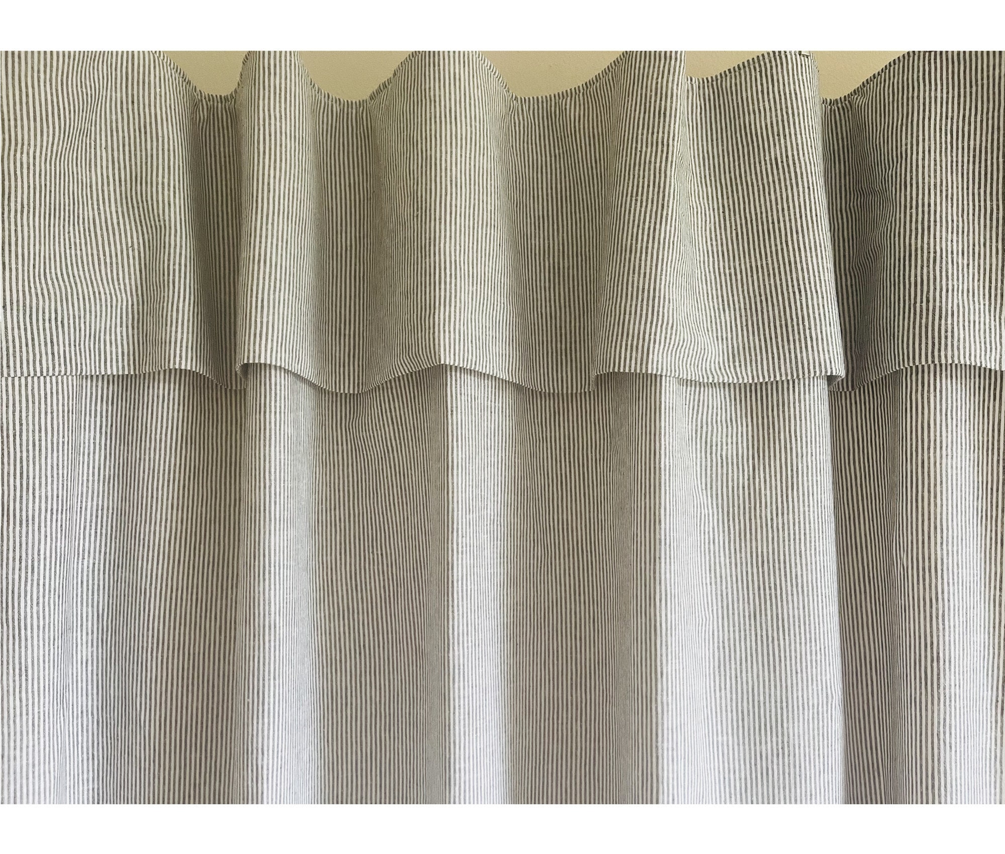 Natural Linen Shower Curtain with Valance, All sizes or Custom Size