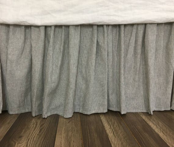 black and white striped bed skirt
