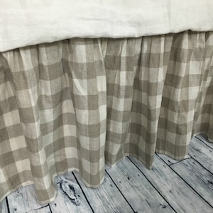 Buffalo check bed skirt, Country bed skirts, Plaid bed skirt, from 13-24&quot; drop or custom size