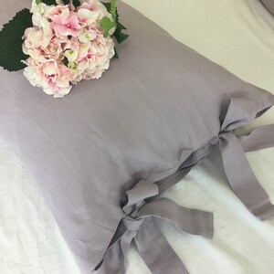 Orchid Linen Euro Sham with Bow Ties, all sizes, 12x16, 16x16, 18x18, 20x20, 24x24, 26x26, 28x28, or Custom Size