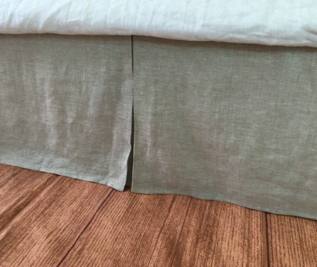Tailored Pleated Linen Bed Skirt Natural Linen Bed Skirts Etsy