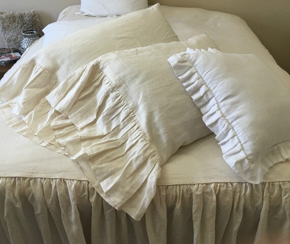 Cream Ivory Bedspread With Cinderella Ruffles Hem - Cream Bedding With Ruffles Cream Ivory Bedspread With Cinderella Ruffles Hem - Cream Bedding With Ruffles