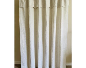 Natural Linen Ticking Striped Shower Curtain with Valance, All sizes or Custom Size