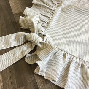 Linen Ticking Striped Chair Slipcover With Ruffles and Ballerina Ties ...