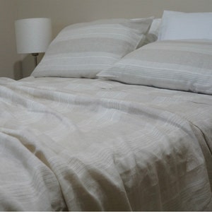 Linen Striped Bed Sheets, linen sheets, queen sheet set, king sheet set, linen bedding