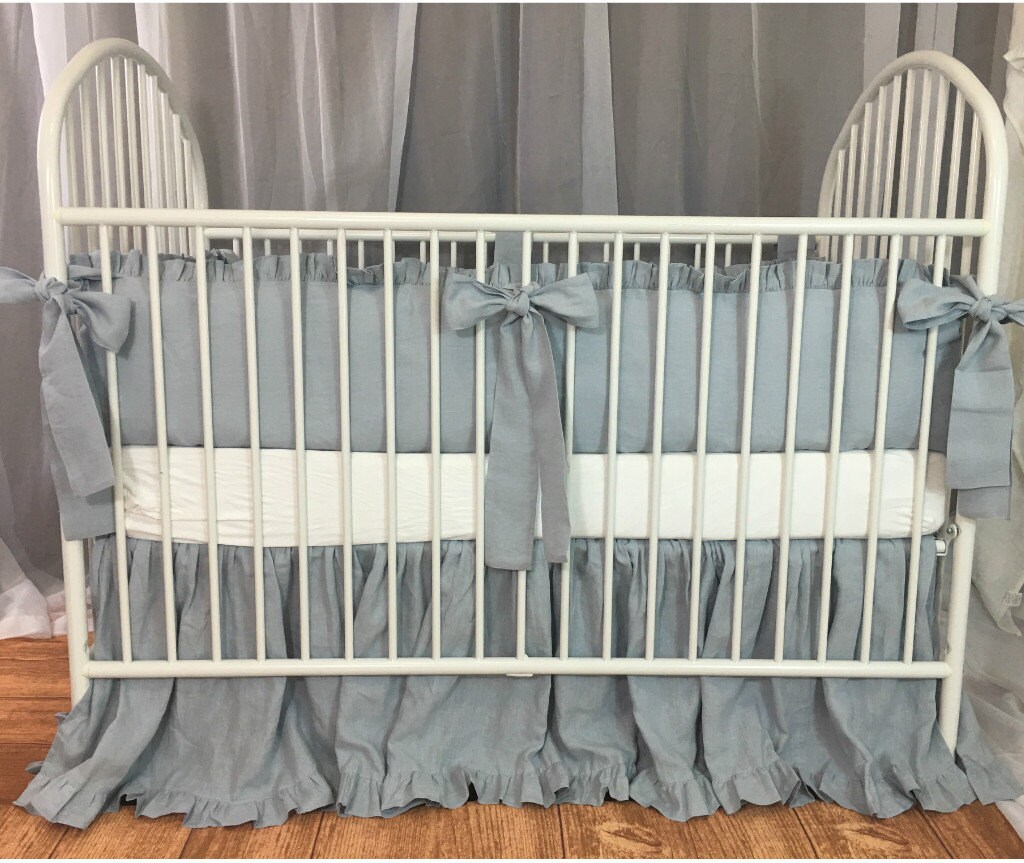blue crib bumper