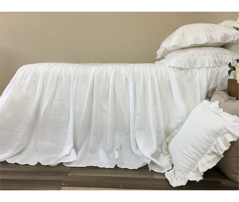 White Bedspread Natural Linen Bedspread White Linen Bed Etsy