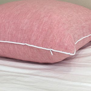 Chambray Rose Linen Euro Sham with White Piping Finish