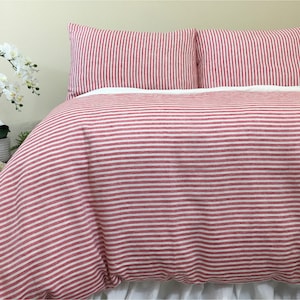 Red and White Striped Linen Duvet Cover – Farmhouse Comfy