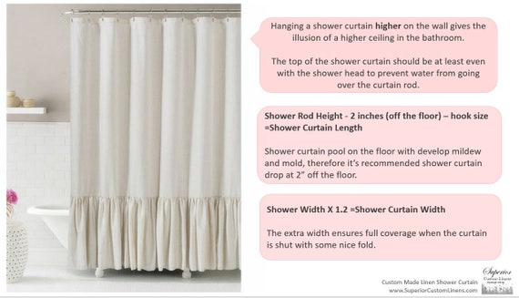 Leinen Duschvorhang Mit Doppelten Ruschen Weiss Grau Blau Rosa Streifen Chevron 72 X 72 72 X 85 72 X 94 Custom Dusche Vorhang Extra Lang