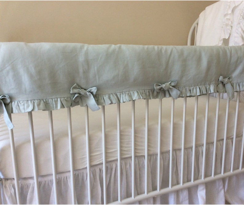 Linen Crib Rail Guard Ruffle edge crib rail bumperless baby Etsy