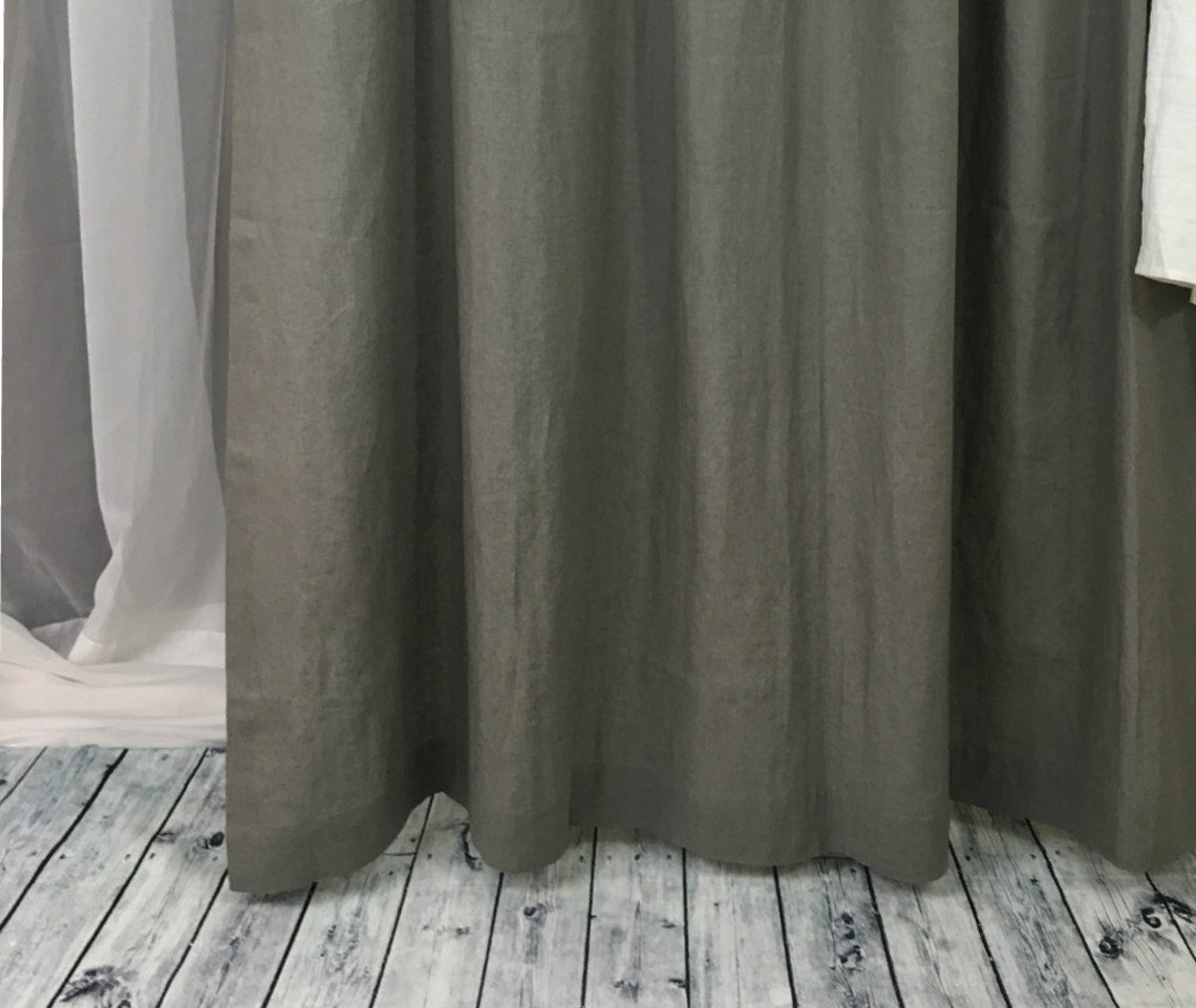Grey Linen Shower Curtains Dark Gray Linen Shower Curtain Etsy