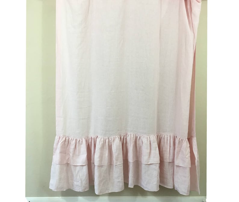 Chambray Blush Pink Linen Shower Curtain With 2 Tiered Mermaid - Etsy