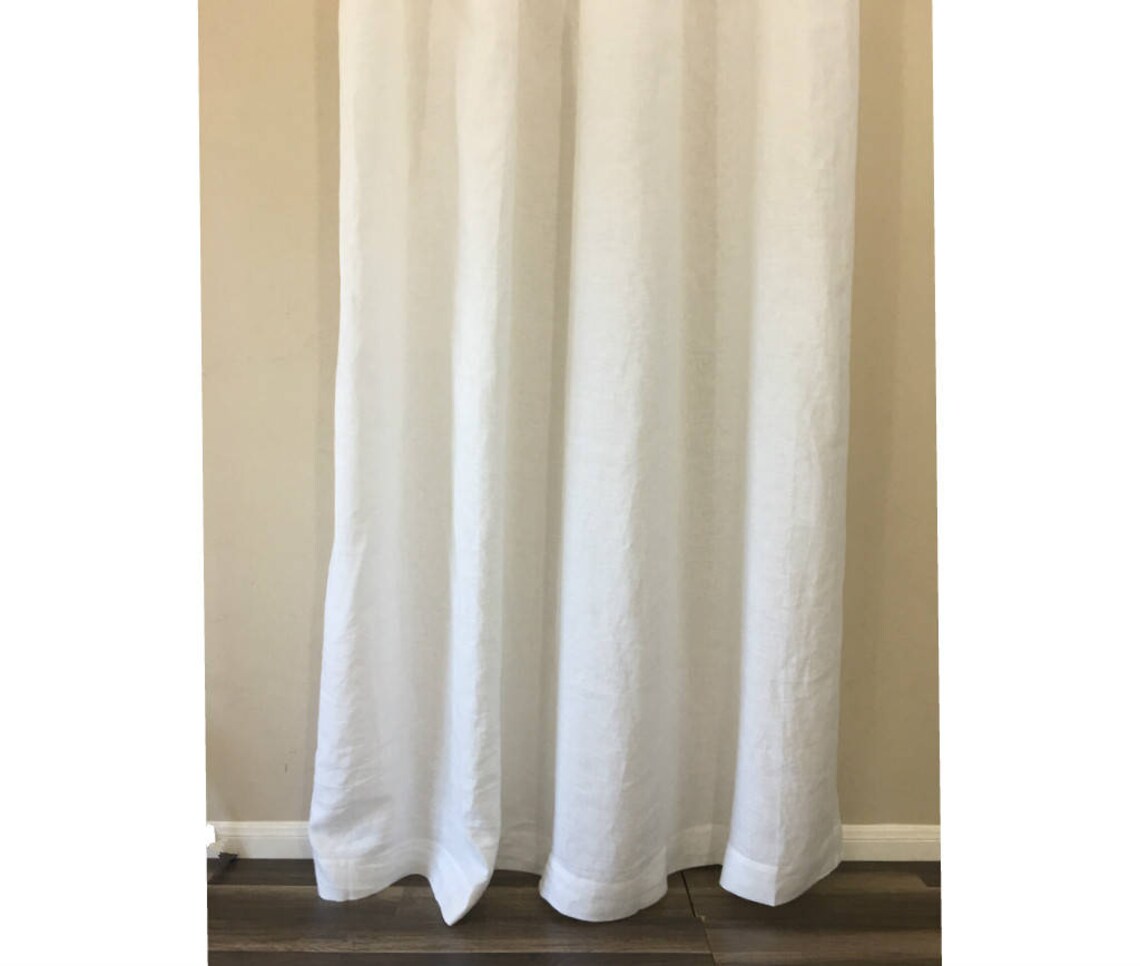 White Linen Shower Curtains MildewFree 72x72 72x85 72x94 Etsy