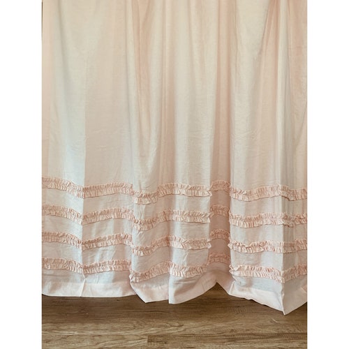 Linen Shower Curtain With 4 Rows of Ruffles 72x72 72x85 Etsy