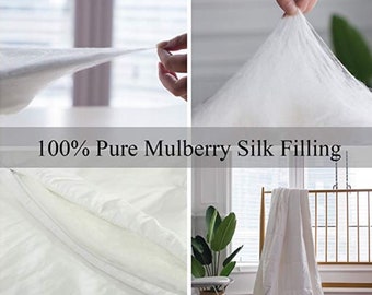 Silk Duvet Insert comforter duvet, long strand pure silk filled, breathable lightweight highly ventilated, long lasting, custom size welcome