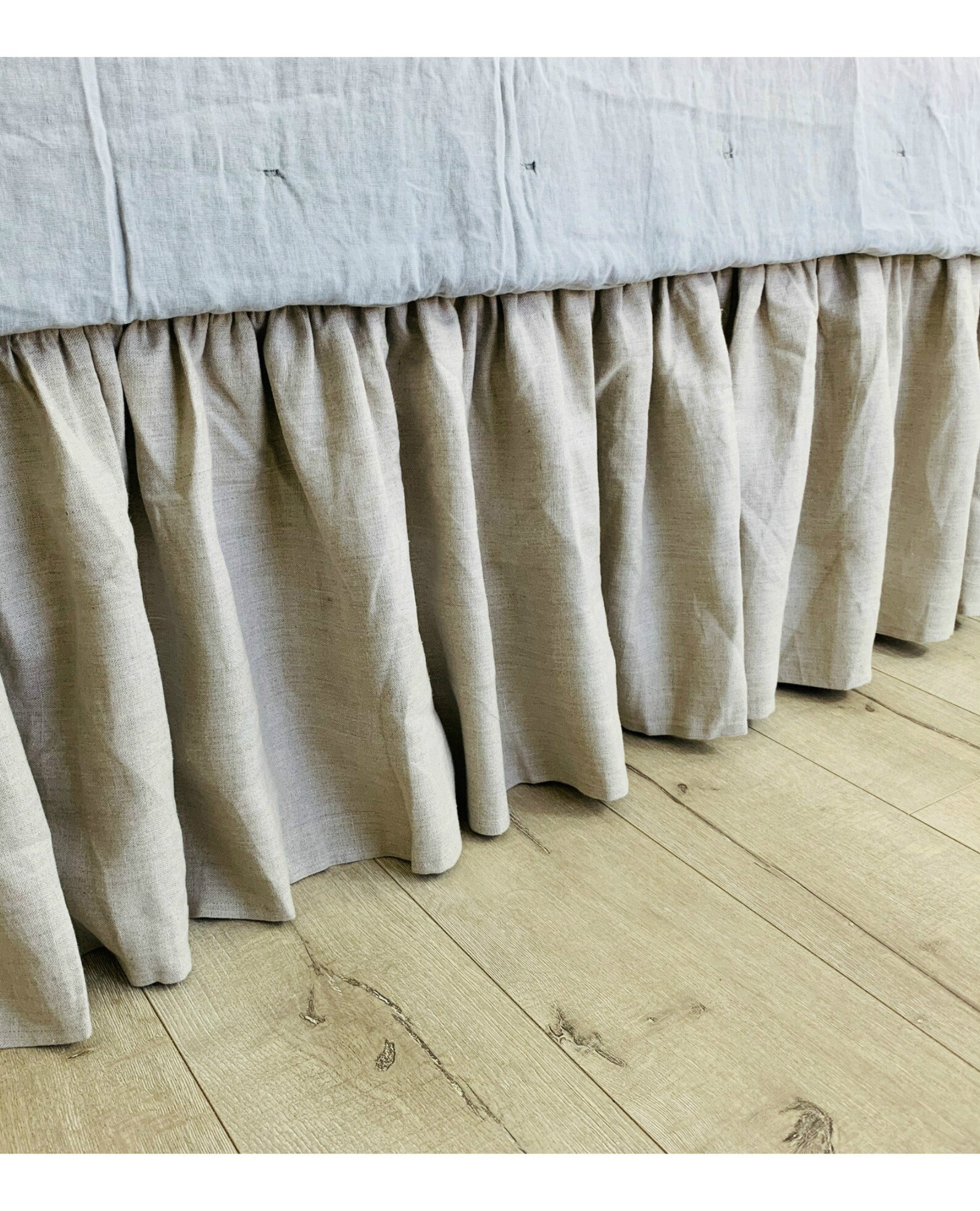 Belgian Linen Flax Bed Skirt With Gathered Ruffle Canvas Etsy