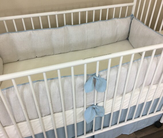 Crib Bumpers With Leaf Shaped Ties Crib Skirt With Tailored Etsy