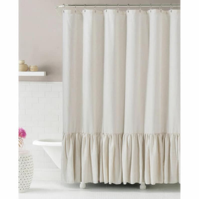 Linen shower curtain with mermaid long ruffles make your Etsy