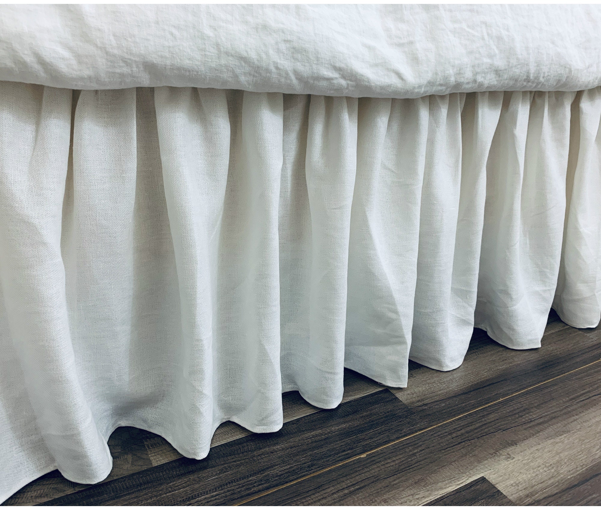 Belgian Linen Flax Bed Skirt with Gathered Ruffle Canvas Etsy