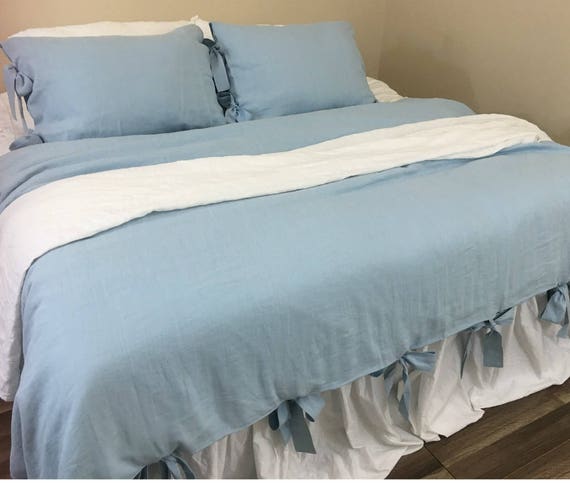 Duvet Cover With Ties White Grey Cream Pink Blue Stripe Etsy