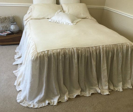 Cream Ivory Bedspread With Cinderella Ruffles Hem New Zealand Cream Ivory Bedspread With Cinderella, Cream Bedspreads King Size