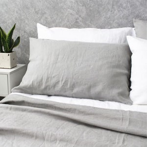 Stone Grey linen duvet cover, queen duvet cover, linen duvet, queen comforter, king comforter, queen comforter set image 1