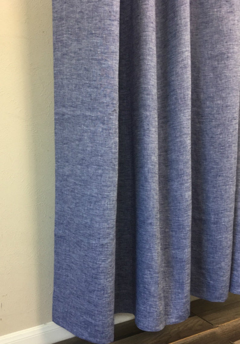 Chambray Denim Blue Linen Shower Curtain Mildewfree 72x72 Etsy