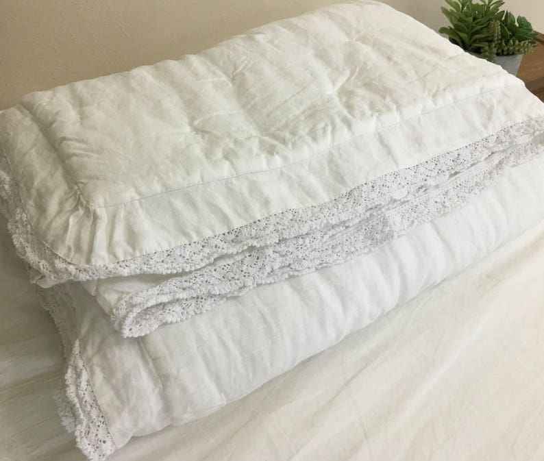 White Linen Blanket Linen Quilt Linen Comforter White Etsy