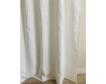 Cortina de ducha de lino blanco coco, lona gruesa, cortina de baño de lino natural, estilo rústico, tamaños personalizados.