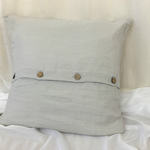 Stone Grey Euro Sham Cover with Wooden Button Closure, - all sizes, 12x16, 16x16, 18x18, 20x20, 24x24, 26x26