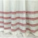 White shower curtain with rows of red white striped ruffles, Natural Linen Shower Curtain 72x72, 72x85, 72x94 or custom size, Mildew-Free 