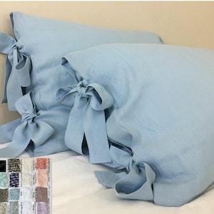 Linen Euro Sham Cover with Ties, over 41 colors and patterns, all sizes, 12x16, 16x16, 18x18, 20x20, 24x24, 26x26, 28x28,