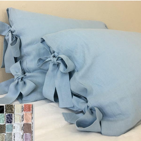 Linen Euro Sham Cover with Ties, over 41 colors and patterns, all sizes, 12x16, 16x16, 18x18, 20x20, 24x24, 26x26, 28x28,