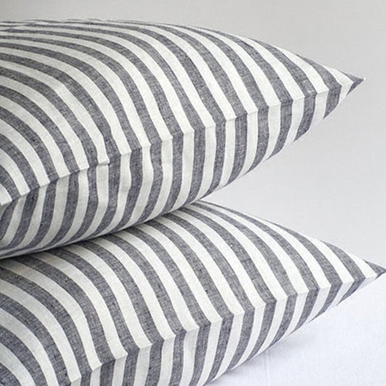 Striped Euro Sham Linen Euro Sham Covers Striped Pillow Etsy