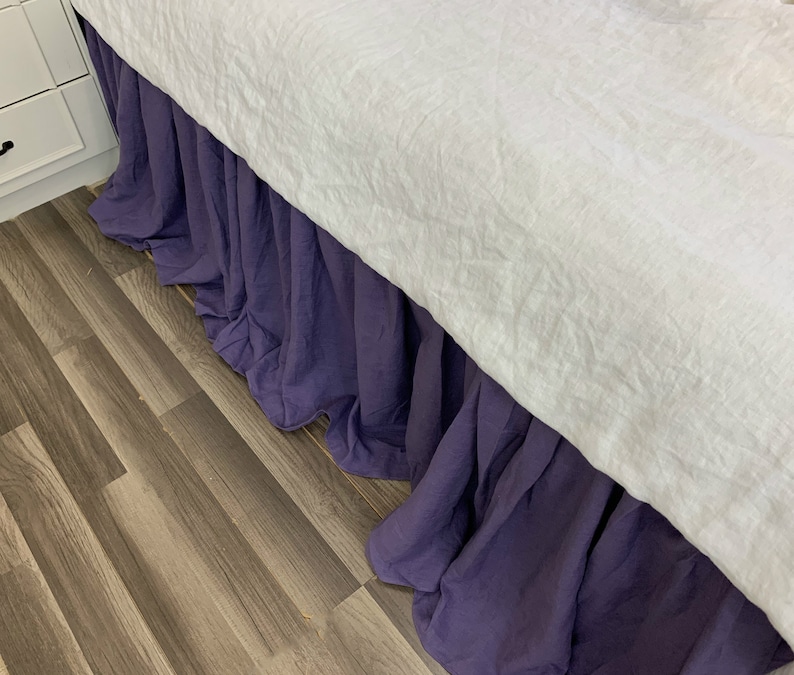 Eggplant Purple Bed Skirt Natural Linen Purple Linen Dust Etsy