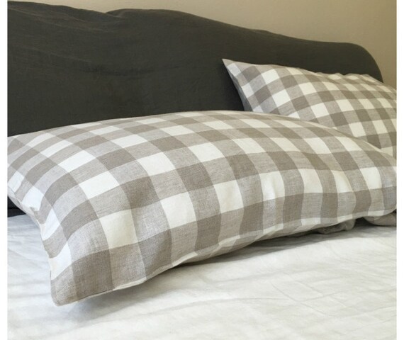 Buffalo Check Duvet Cover Set In Natural Linen Plaid Duvet Etsy