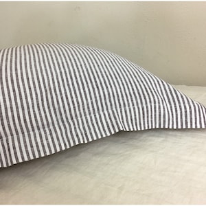 Cocoa Brown and white striped sham with flange, euro sham pillowcase