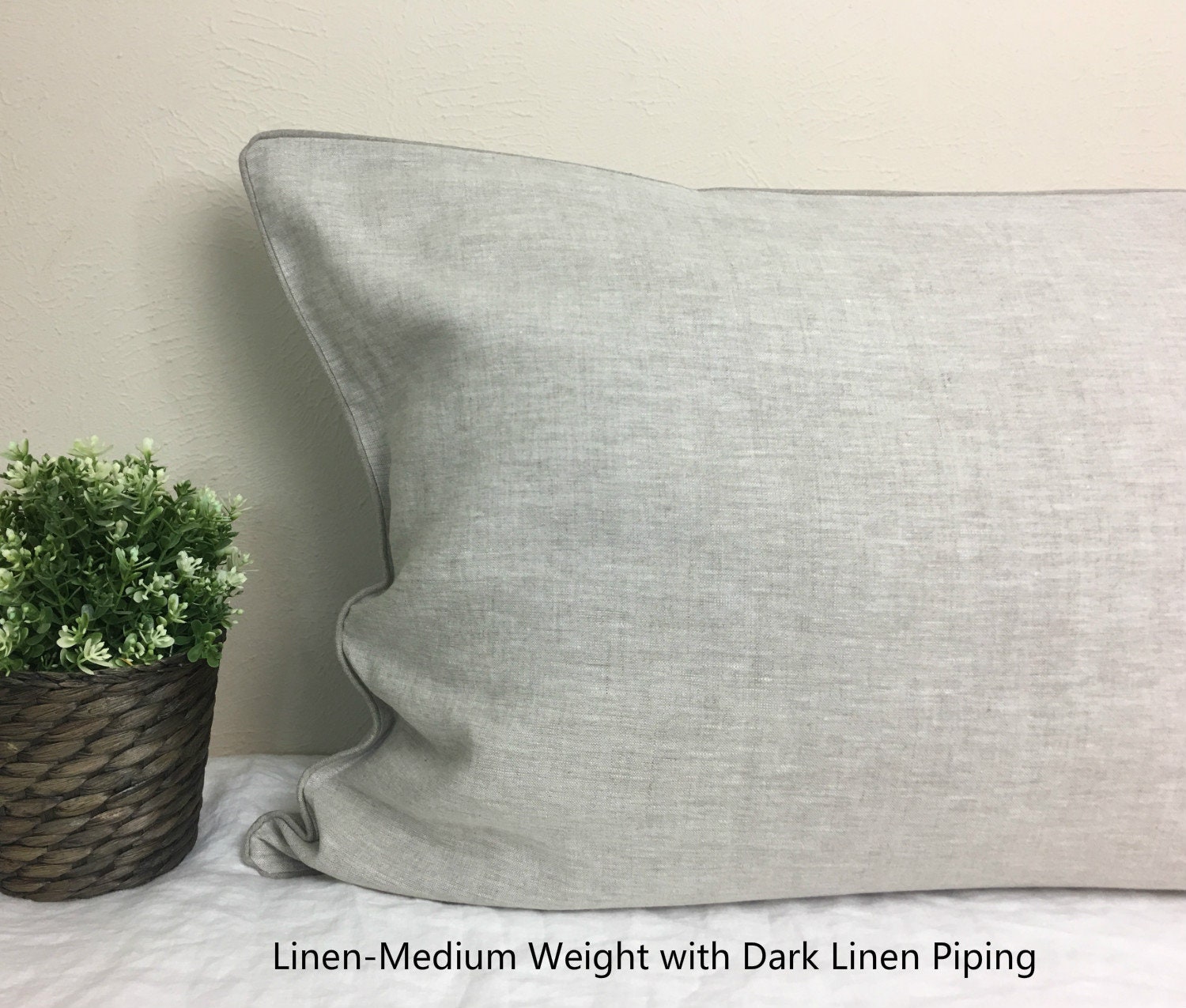 Linen Euro Sham Cover with Piping Finish all sizes 12x16 Etsy