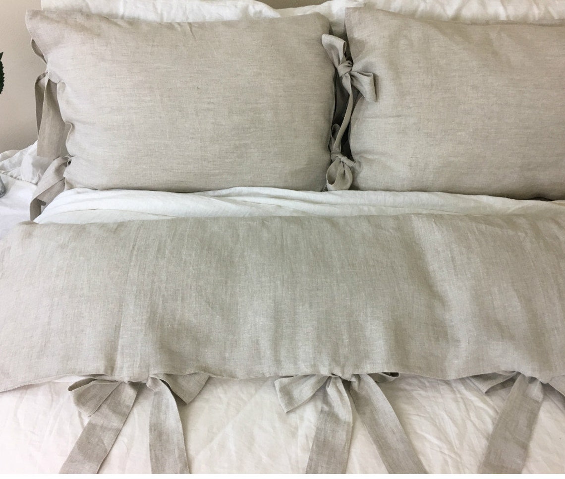 Linen Duvet Cover With Bow Ties Undyed Linen Various Bed Etsy