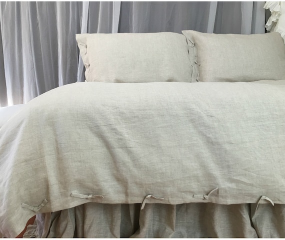 Natural Linen Duvet Cover In Tie Knot Style Linen Bedding Etsy