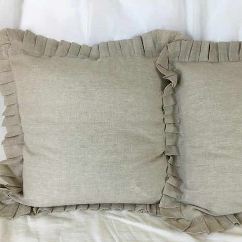 Natural Linen Euro Sham with retailer Pleated Ruffle