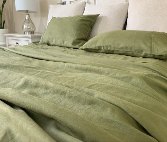 Sábanas de lino verde romero sábanas cama sábanas - Etsy España