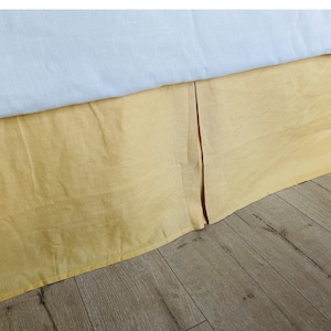 Buttercorn Yellow Linen Bed skirt Tailored Pleats, All Sizes, Custom Size
