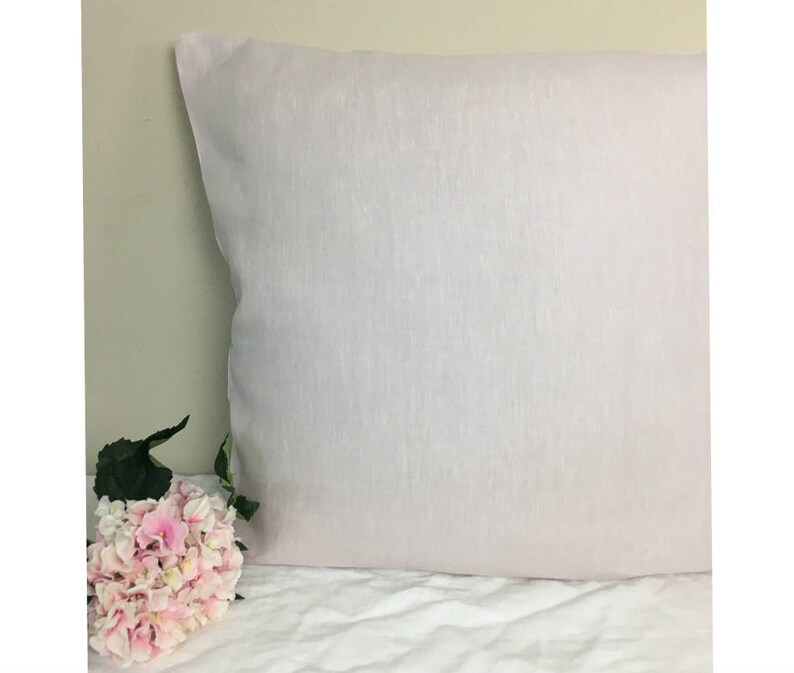 Chambray Blush Pink Linen Euro Sham Covers Accented Pillow Etsy